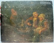 Dutch 19th Century Tavern Scene Oil On Board