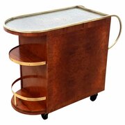 Art Deco Burr Amboyna & Brass Cocktail Bar Cart