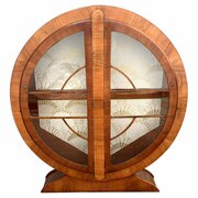 Art Deco Circular Walnut Display Cabinet, C1930