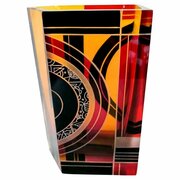 Art Deco Geometric Enamel Decorated Glass Vase