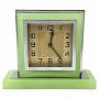 Art Deco Opaline Uranium Glass & Chrome Clock