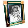 Art Deco Peach & Green Mirrored Bevelled Frame 