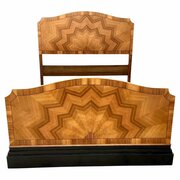 Spectacular Art Deco Walnut Double Bed, C1930