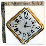 Stylish Art Deco Small Marble & Chrome Clock 