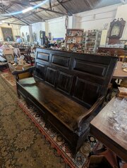 Large Oak Settle Bench