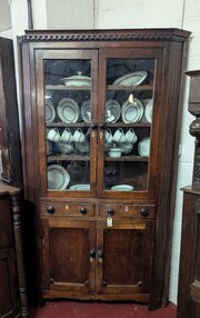 Late18th Century Solid Oak Corner Display Cabinet
