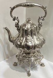 Silver Victorian Kettle, Burner And Stand, L. 1871