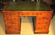Beautiful Victorian Faded Mahogany Pedestal Desk. 