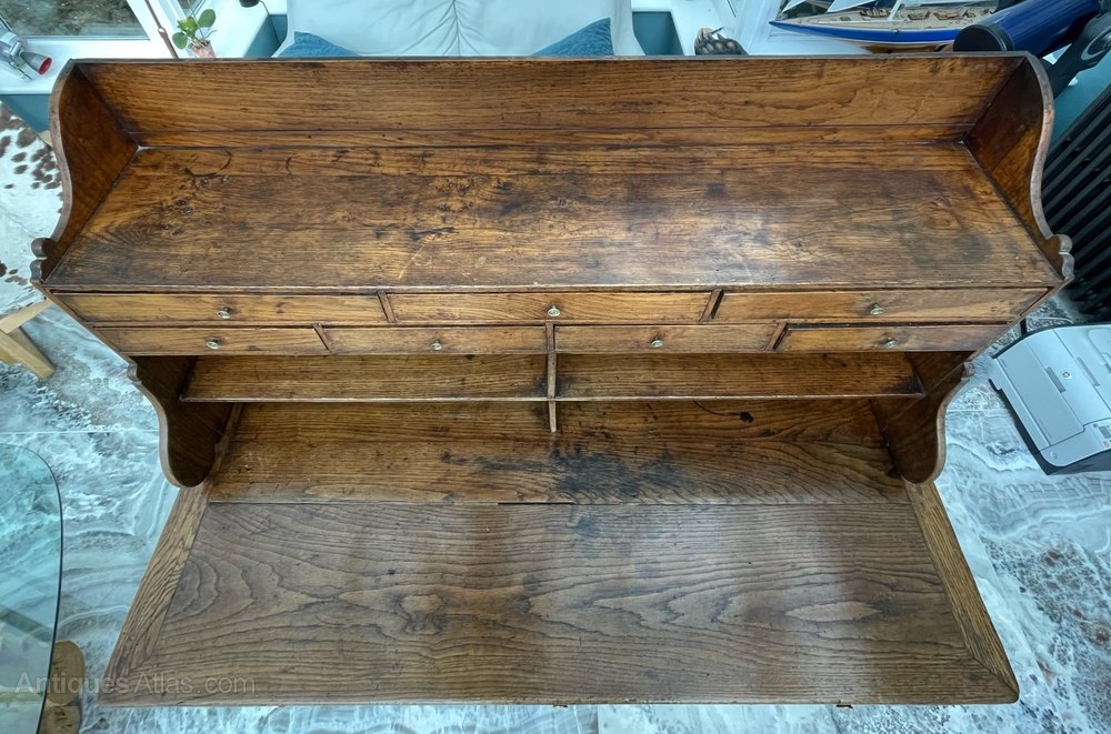 Early Victorian Oak Desk With Shelved Top Section Antiques Atlas