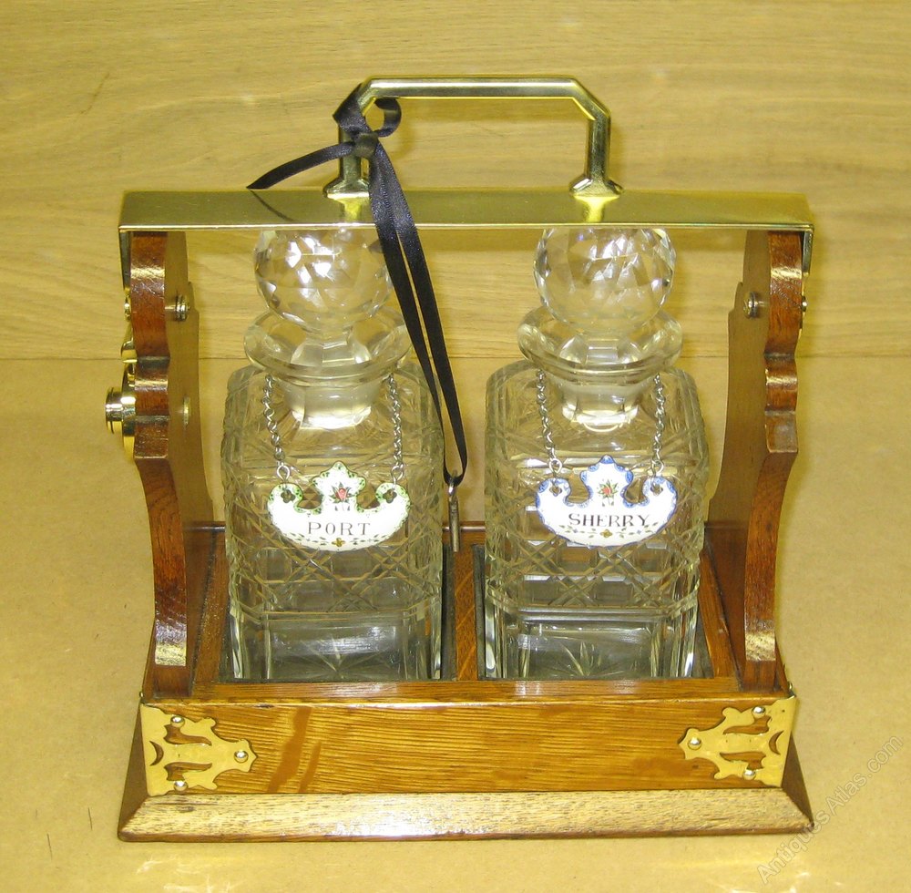 Antiques Atlas Good Quality Oak Two Decanter Tantalus