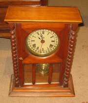 Pretty Edwardian Walnut Pendulum Mantle Clock.