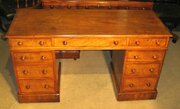 Victorian Faded Mahogany Pedestal Desk.