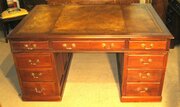 Victorian, Solid Mahogany Pedestal Partners Desk