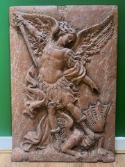 19th Century Marble St Michael Relief Sculpture