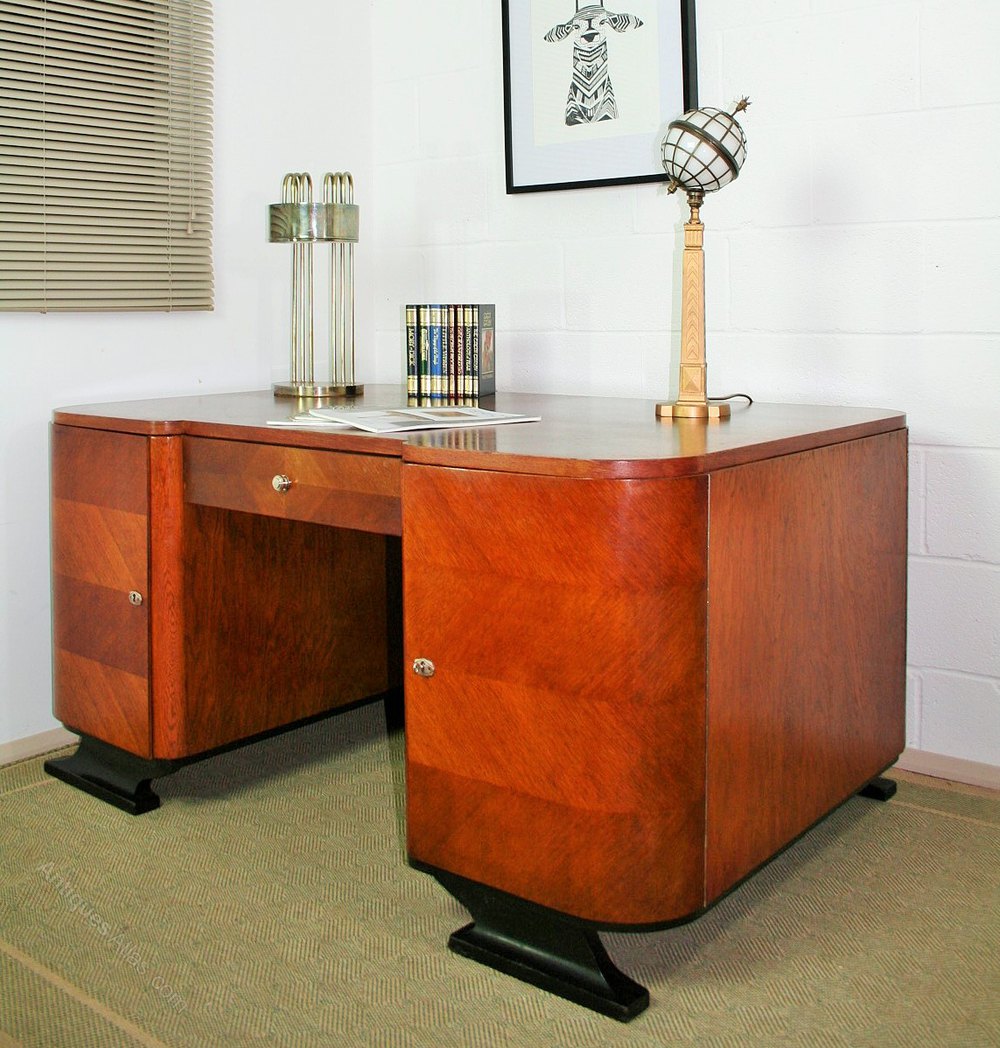 Art Deco French Oak Partners Desk Antiques Atlas