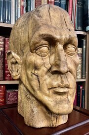 Large Male Bust Hand Carved Vintage Head Limewood 