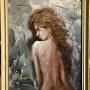 Young Lady in the Rain Signed Oil Painting