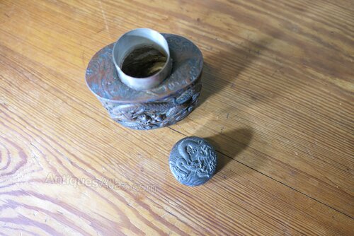 Antiques Atlas - 19th C Antique Japanese Silver Plated Tea Caddy