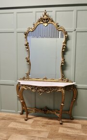19th Century Italian Console Table And Mirror Set