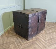 19th Century Oak And Iron Banded Silver Chest