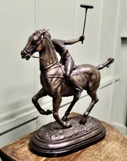 20th Century French Bronze Sculpture, Polo Player