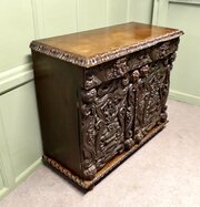 2 Door Carved Gothic Oak Cupboard, Sideboard