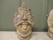 2 Large Antique Indian Terracotta Tent Pole Tops 