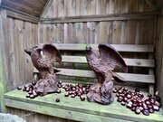 2 Old Weathered Cast Iron Eagle Statues
