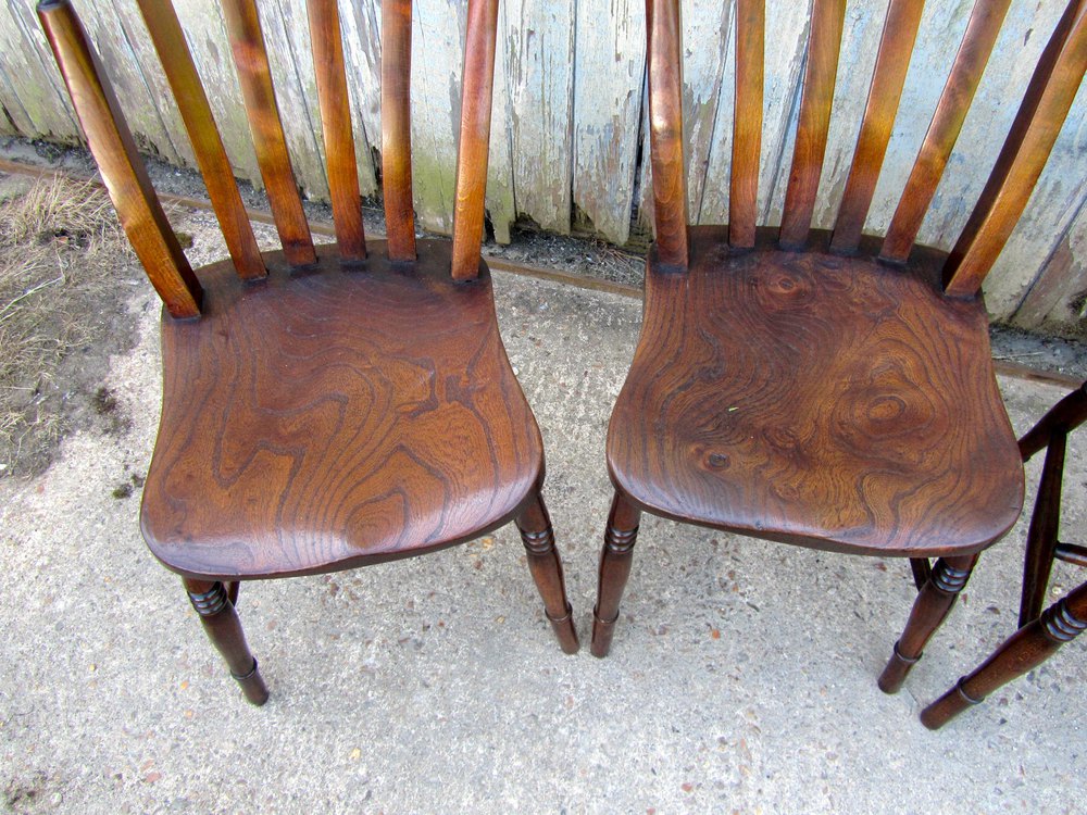 4 Victorian Slat Back Farmhouse Kitchen Chairs Antiques Atlas