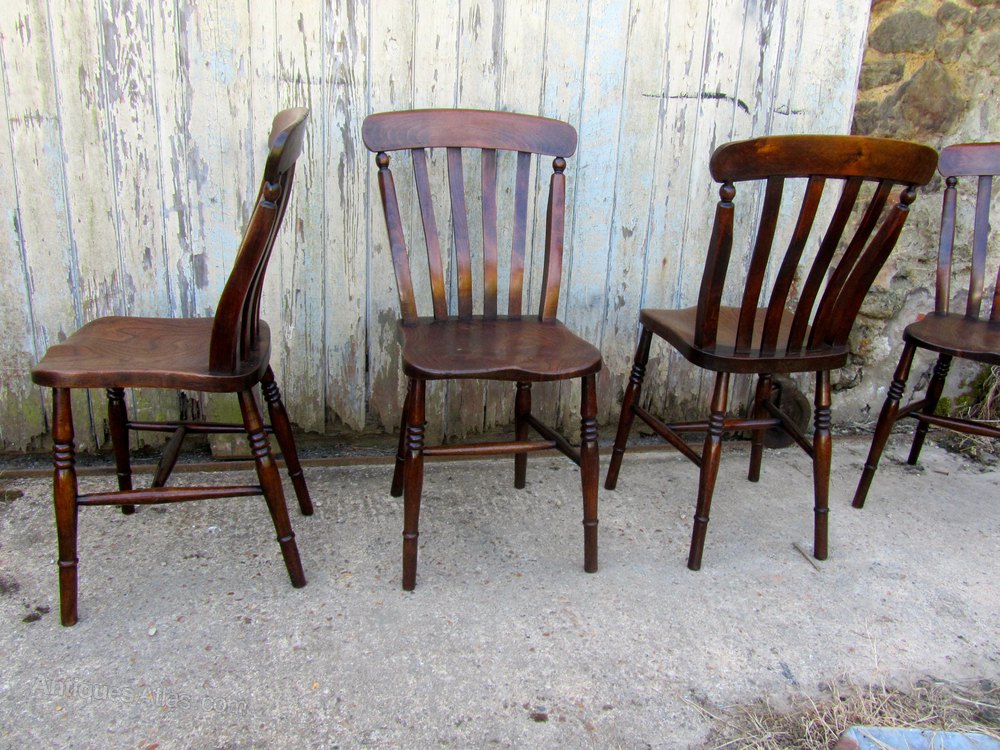 4 Victorian Slat Back Farmhouse Kitchen Chairs Antiques Atlas
