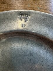 5 Pewter Chargers Embossed with a Crown over D