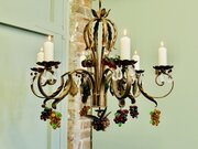 6 Branch Candelier With Coloured Crystal Fruits