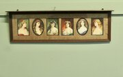 6 Pre-raphaelite Portraits Mounted In An Oak Shelf