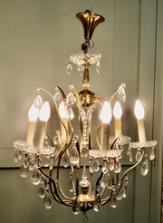 A Charming French Crystal And Brass Chandelier