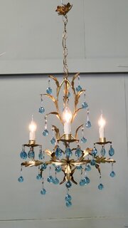 A Charming French Turquoise Crystal Chandelier
