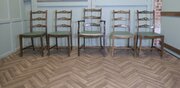 A Good Set Of 5 Wavy Ladder Back Dining Chairs