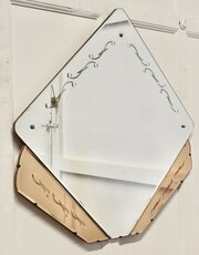 A Large French Art Deco Etched Wall Mirror