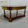 A Large Regency Walnut and Brass Oval Coffee Table