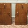 A Pair of Figured Walnut Art Deco Bedside Cabinets