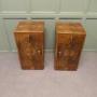 A Pair of Figured Walnut Art Deco Bedside Cabinets