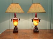 A Pair Of Glass Table Lamps 