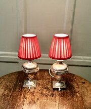 A Pair Of Gothic Style Silver Plated Table Lamps 