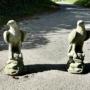 A Pair of Large Old Weathered Eagle Statues