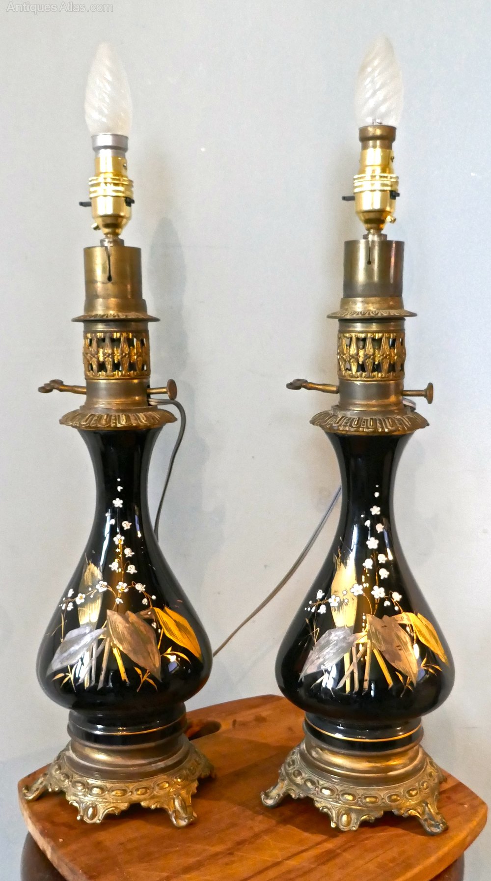 Antiques Atlas A Pair Of Victorian Ceramic Oil Lamps Decorated