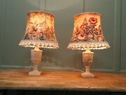 A Pair Of White Marble Vase Lamps