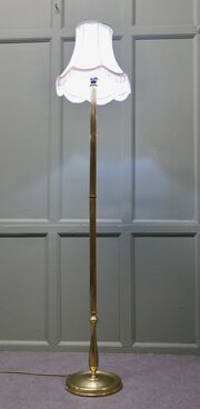 A Slender Column Brass Floor Lamp 