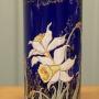 A Stunning Cobalt Blue Enamelled Vase Daffodils 