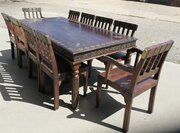 Anglo Indian Raj Table  10 Chairs Metal  Decorat