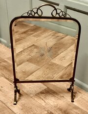 Art Deco Brass And Sunburst Mirror Fire Screen