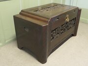 Art Deco Oriental Carved Camphor Wood Chest